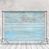 Lofaris Retro Faded Blue Horizontal Stripe Wood Backdrop